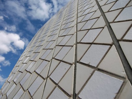 Detail of the exterior facade of the Opera House in Sydney, Australia -