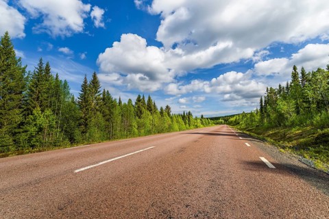 Street trough forest near Roetviken, Provinz Jaemtlands