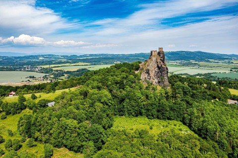 Aerial of Trosky castle, Bohemian paradise