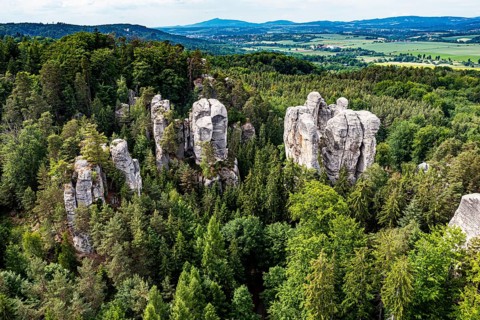 Aerial of Rock town Hruba Skala, Bohemian paradise