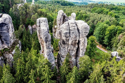 Aerial of Rock town Hruba Skala, Bohemian paradise