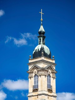 Tower of the Georgenkirche, Eisenach's town and main church. The reformer Martin Luther