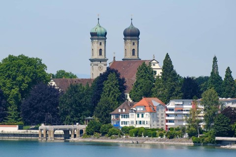 Castle church and castle, view from Moleturm