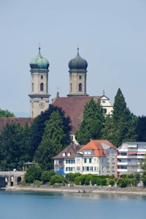 Castle church and castle, view from Moleturm