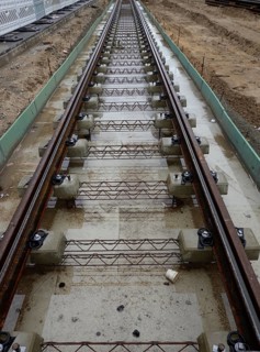 Newly laid rails for the continuation of the M10 tramway, Turmstrasse