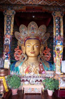 Buddha statue Maitreya, Yellow Cap Monastery Tikse or Thiksey or Thikse