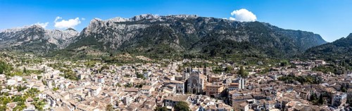 Aerial view, old town of Soller
