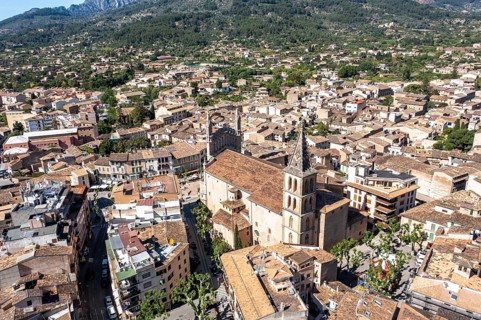 Aerial view, old town of Soller