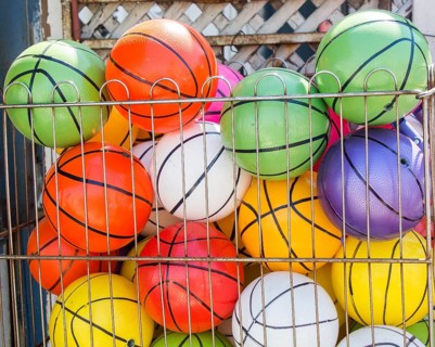 Rubber ball of various color as a background,