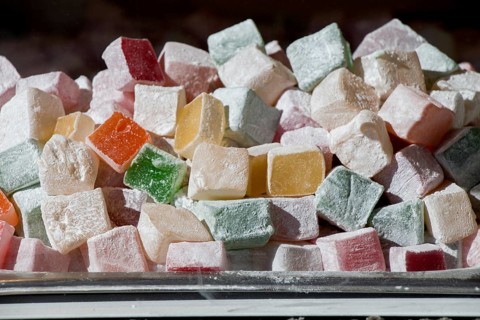 Load of traditional turkish delight rahat lokum,