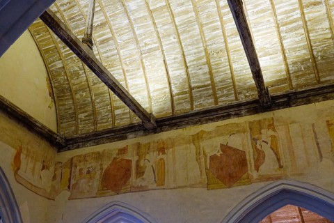 Frescoes and wooden vault of the nave, Enclos paroissial Eglise Saint-Salomon de La Martyre