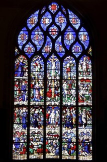 Enclos paroissial, leaded glass window in the choir