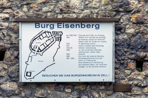 Info sign, Eisenberg castle ruins near Pfronten