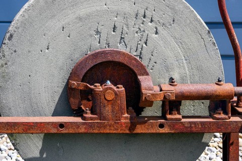Old grindstone with rusted mechanics, Buchenberg