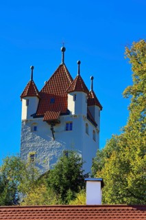 The Fuenfkopfturm of Kaufbeuren in fine weather. Kaufbeuren, Swabia