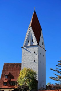 The Gerbert Tower of Kaufbeuren in fine weather. Kaufbeuren, Swabia