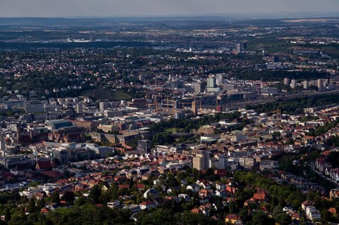 View from the Stuttgart TV Tower of the Main Station, New Palace
