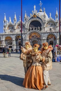 St. Mark's Square with Carnival Masks in front of St. Mark's Basilica, Venice