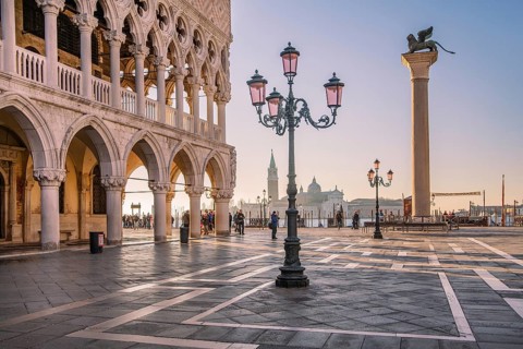 Piazzetta with Doge's Palace and Marcus Column in front of San Giorgio Island, Venice