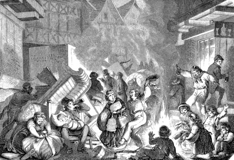 The street fires in Hamburg on 1 May, Germany