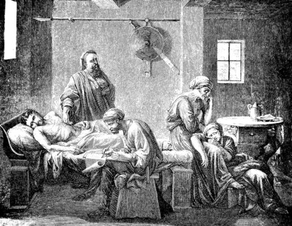 A lawyer writing the last will and testament of Eudamidas I, a Spartan king