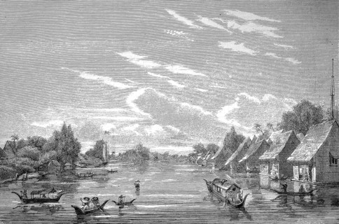 The floating town of Banjer-Masing, Banjarmasin on Borneo