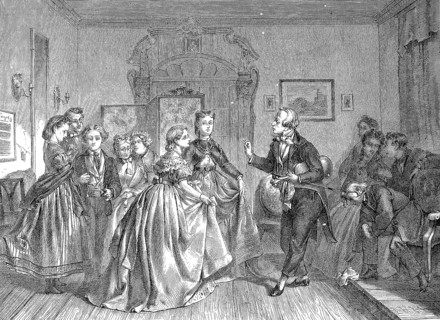 Dance lesson, the young people are being taught ballroom dancing by a dance instructor