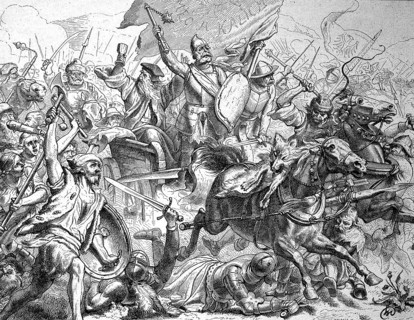 Historical depiction of the Battle of Mount Witkow, Ziskaberg