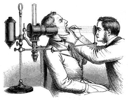 Historical Illustration of the Medication of a Larynx, Viewing with Light