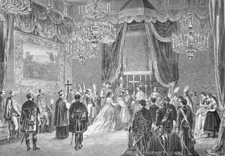 Christening of the newborn Archduchess of Austria in the village of Ofen, Austria
