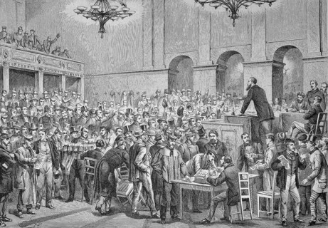 A gathering of workers in Vienna, Austria