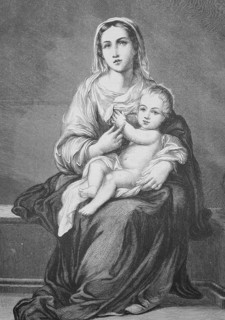 Illustration of a painting by Bartolome Esteban Murillo, Madonna and the Child