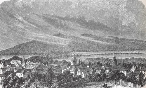 Detmold and the Senne with a view of the Arminius Monument, Hermann Monument