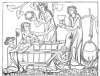 Cultural state in the 13th and 14th centuries, bath in a bathhouse
