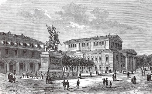 The Court Theatre and the State War Memorial in Darmstadt in 1880, Hesse