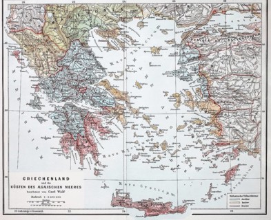 Map of Greece from the late Middle Ages, Historical