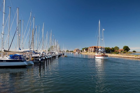 Port of Orth with sailingboats Fehmarn Island, Baltic Sea