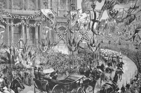 Historical illustration of the wedding of Mary of Teck, Victoria Mary Augusta Louise Olga Pauline Claudine Agnes