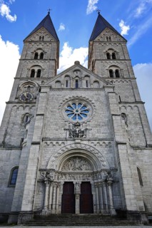 The Adalbero Church in Wuerzburg in fine weather. Lower Franconia, Franconia
