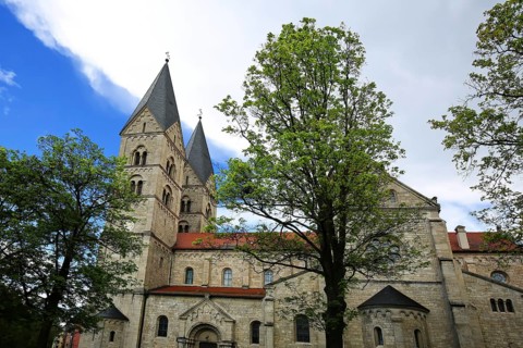 The Adalbero Church in Wuerzburg in fine weather. Lower Franconia, Franconia