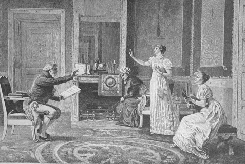 The Singing Lesson, the music teacher and his pupils