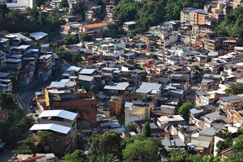 View of the favelas between Santa Teresa and Centro, Rio de Janeiro