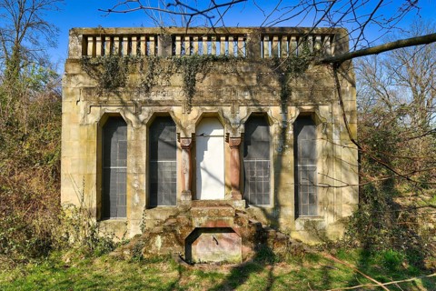 Old water supply building of psychiatric asylum center Wiesloch in Germany.,