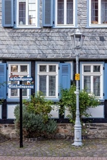Idyll, historic half-timbered house with slate shingles