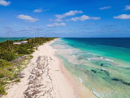 Aerial of the Unesco world heritage site biosphere reserve Sian Ka'an Biosphere Reserve, Quintana Roo