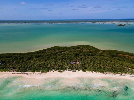 Aerial of the Unesco world heritage site biosphere reserve Sian Ka'an Biosphere Reserve, Quintana Roo