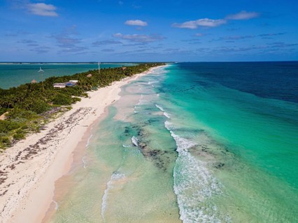 Aerial of the Unesco world heritage site biosphere reserve Sian Ka'an Biosphere Reserve, Quintana Roo
