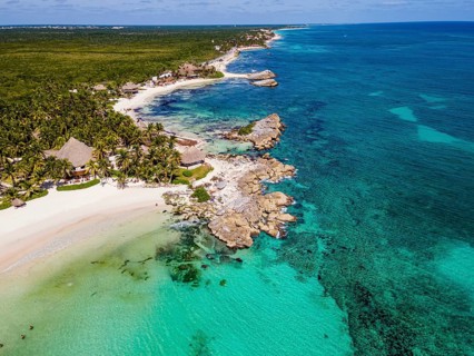 Aerial of the Unesco world heritage site biosphere reserve Sian Kaan Biosphere Reserve, Quintana Roo
