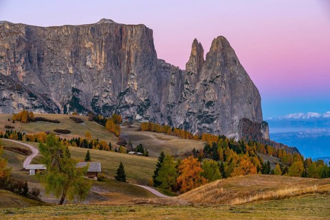 Sciliar at sunrise in Autumn, Seiser Alm