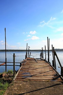 Klein Zicker jetty dreamlike landscape on the Baltic Sea island of Ruegen. Moenchgut, Mecklenburg-Western Pomerania